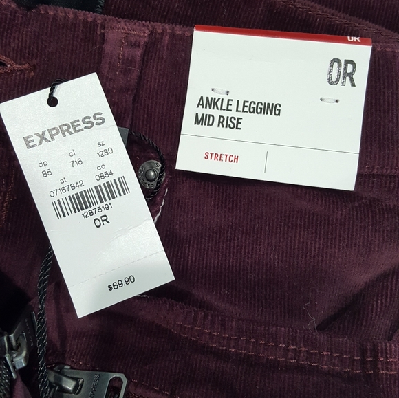 Express Zip Pocket Corduroy Stretch Ankle Legging - Picture 4 of 4